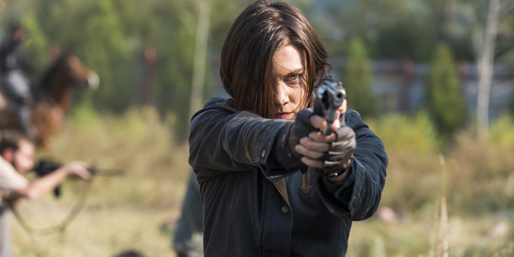The Walking Dead - Lauren Cohan salaku Maggie nganggo bedil